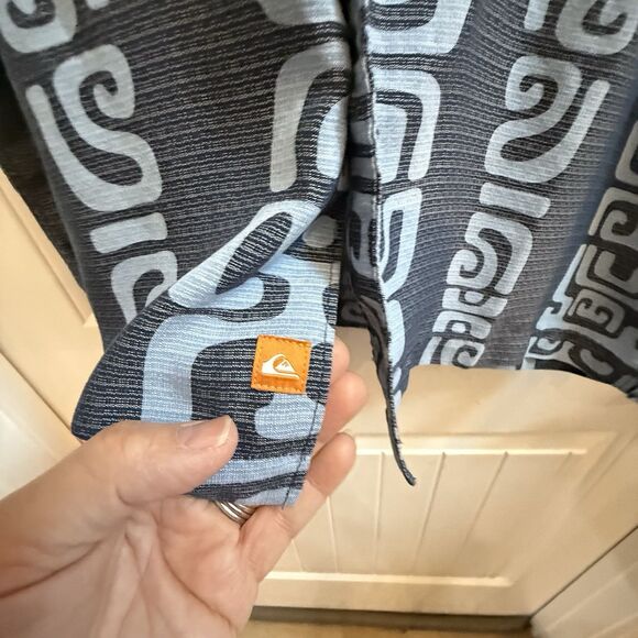 Quicksilver Waterman Collection Men Shirts Sz L Blue Button Front Short Sleeves - Picture 8 of 9